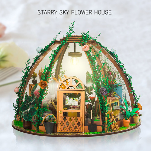Kit De Casa De Muñecas En Miniatura De Bricolaje Con Luz Led