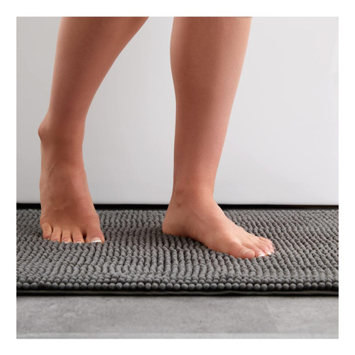 Linenspa Chenille Bath Mat: 1 Pieza, No Deslizamiento, Absor
