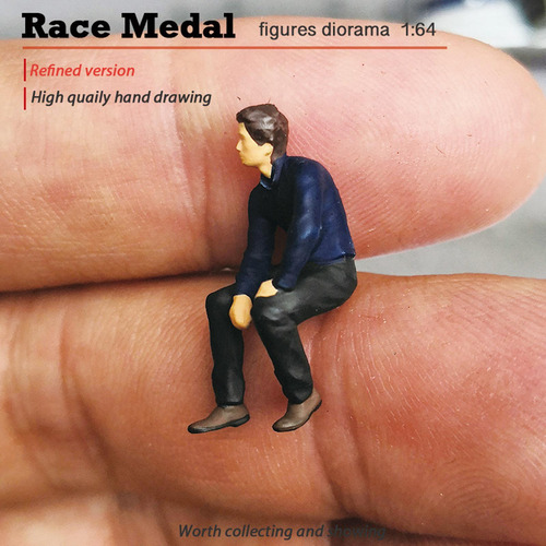 1:64 Escala Modelo Personagens Posição Sentada Azul