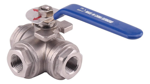 Válvula De Bola De 3 Vías D 1 1/2, Manual Inoxidable, Tipo L
