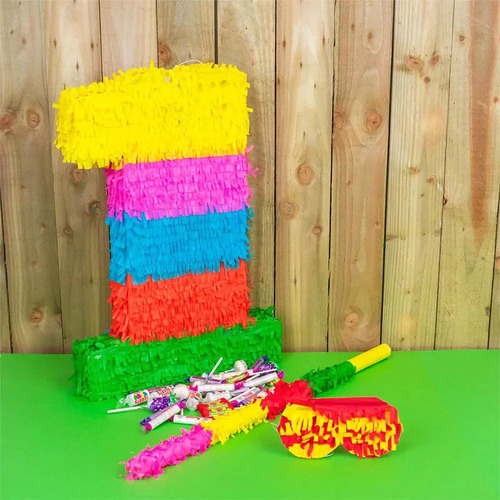 Pinos Numéricos Coloridos 6 + 1 Bastão - Piñata 3d Colorida