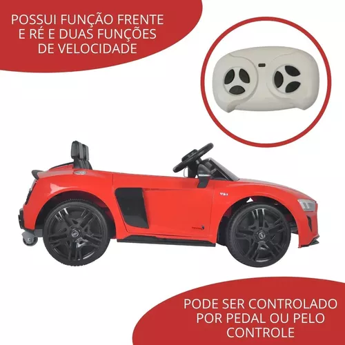 Carrinho Controle Remoto com Bateria Recarregável Vermelho, Importway