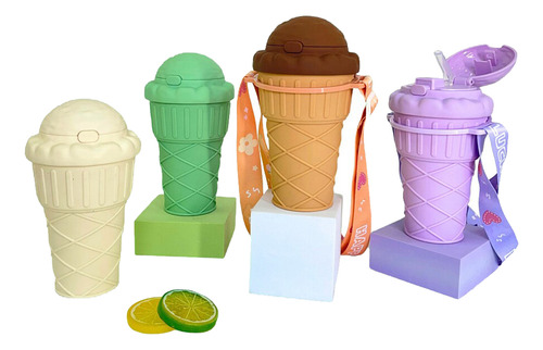 Taza De Helado Para Pajitas Portátiles Blancas De 500 Ml