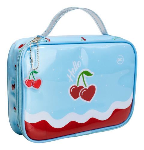 Estojo Bolsa Escolar Grande Hello Love Amor Pvc Cristal Dac Cor Azul-turquesa Cereja