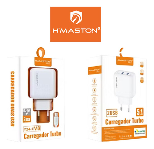 Carragador Turbo H'maston P/ Android Com Entrada Tipo-c