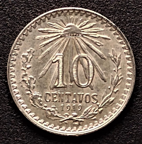 10 Centavos 1919 Mo   Excelente Condición  Ef/unc