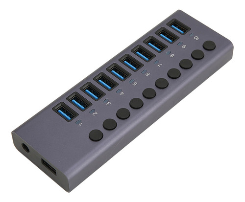 Hub Usb 3.0 Alimentado Por 10 Puertos, Aleación De Aluminio