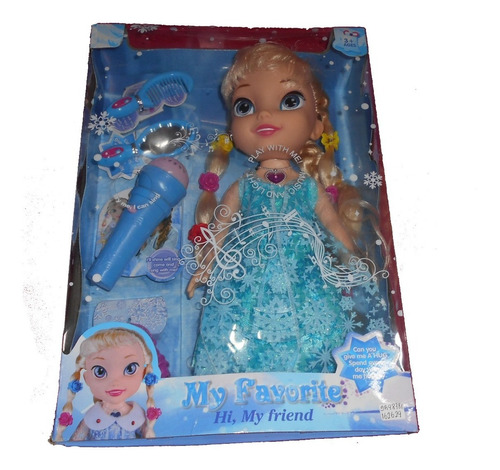 Muñeca Frozen Elsa Con Micrófono Y Accesorios Ref. Sr9878