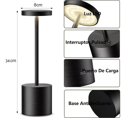 Lámpara De Buró Escritorio Mesa Led Luz Noche Regulable 2pcs