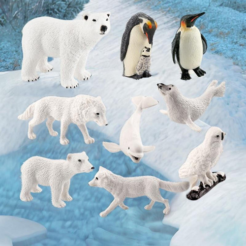 Modelos De Animales Del Ártico De Pvc Realistas 9 Piezas