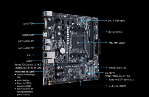 Imagen 6 de 10 de Motherboard Asus Prime A320m-k M.2 Am4 Amd Ryzen Ddr4 Sata