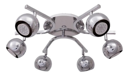Imagen 5 de 8 de Plafon Spot Bocha 3 Luces Acero Inox Movil Apto Ventilador