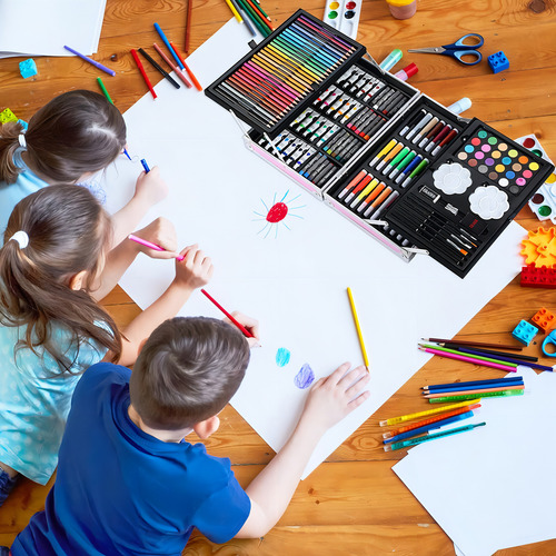 Set De Arte 145pcs Dibujo Profesional Niños Maletin Aluminio