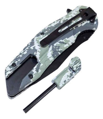 Navaja Tactica Gb L018 Semi Automática Acero Inox Pedernal Color Camuflado Claro