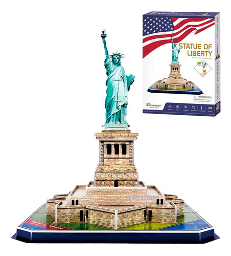 Estatua De La Libertad Puzzle 3d 39pz Rompecabezas Cubic Fun