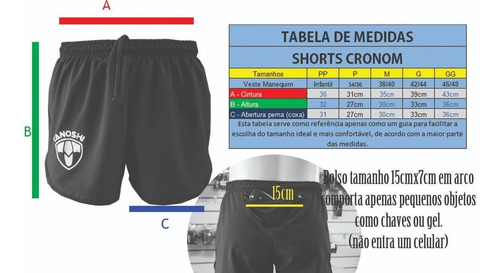 Imagem 5 de 5 de Shorts Corrida Masculino Com Bolso Cronom Tanoshi Preta