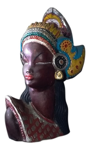 Figura Busto Exótico Mujer De Tailandia Escultura Antigua