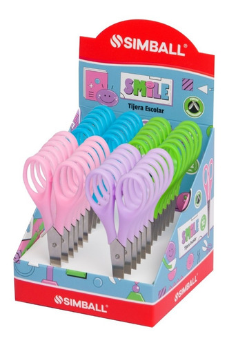 Tijera Simball Smile 12 Cm Acero Recto Escolar X 24 Unidades