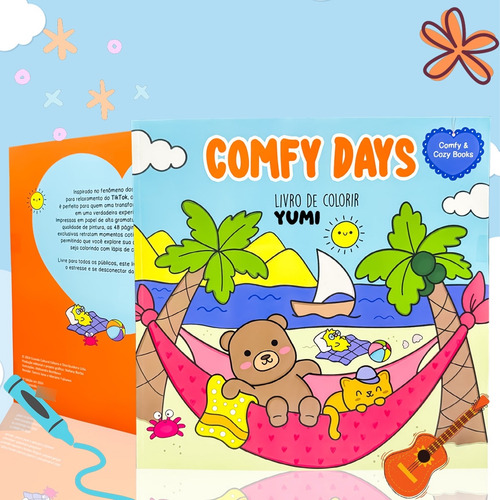 Livro De Colorir Bobbie Comfy Days Dias Quentes Folha Grossa 180g C/ Acetato Coleção Super Fofos