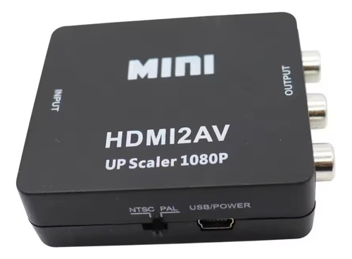 Adaptador Convertidor 1080p Entrada Hdmi A Salida Rca (av) Negro