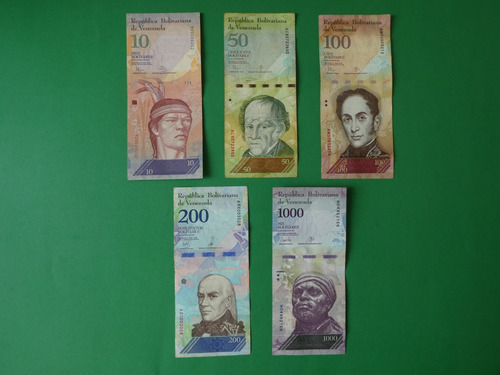 Billetes Bolìvares X 5 Unidades , 10, 50 , 100 ,200 Y 1000 .