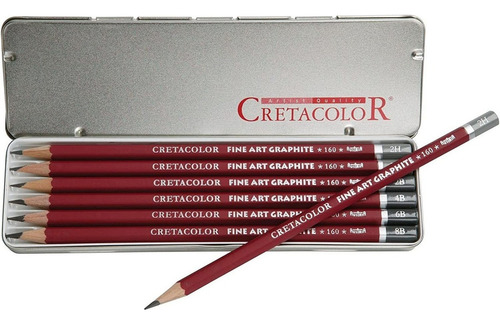 Set Lápices Graduados Estuche Metalico X 6 Cretacolor Color del trazo Negro