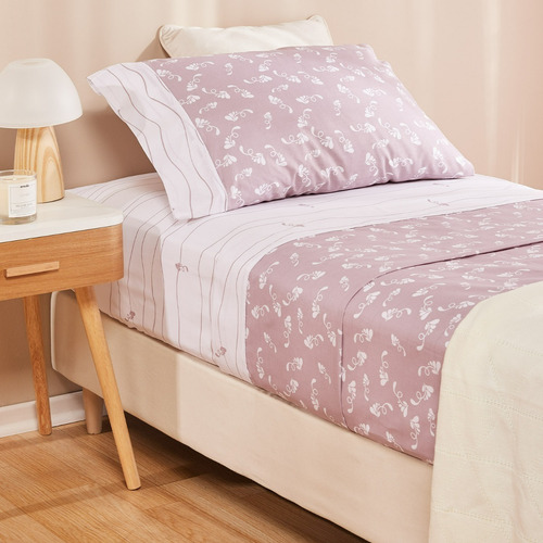 Sábanas 1.5 Plaza Arredo Algodón Peinado Estampas Líneas