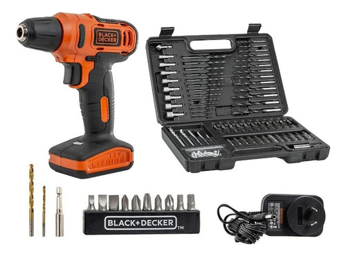 Taladro Ld12sp + Brocas Y Puntas Bda91109 Black And Decker Color Naranja Frecuencia N/a