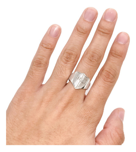Anillo Escudo Equipo FĂștbol Argentina Newells Old Boys B - Mediano Plata 925
