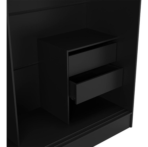 Guarda-roupa Casal Com Espelho Karina 2 Pt 2 Gv Preto