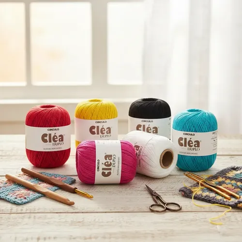 Kit 8 Linha Cléa Duplo 508m 295 Tex Crochê Cor 1074 E Outras