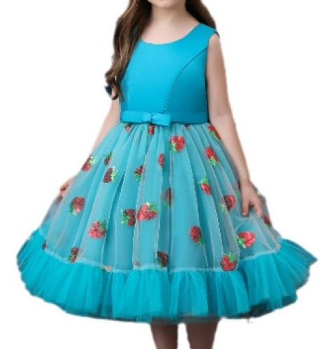 Vestido De Niños Lentejuelas Navidad Patrón De Fresa Malla