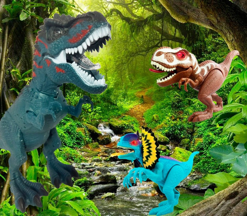 Dinosaurios Set De 3 Con Sonido Luces Y Movimiento Original (Usado)