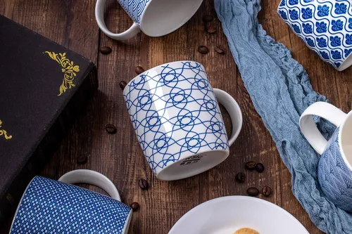 Machuma Juego De 6 Tazas De Cafe De 11.5 Onzas Con Patrones