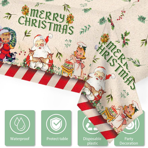 Decoraciones De Navidad Vintage, 3 Manteles De Navidad Con P
