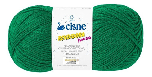 Lana Cisne Rendidora Jumbo X 5 Ovillos - 500gr Por Color Color Verde Brillante 07470