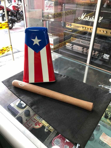 Campana Salsera Mediana 17 Cm Puerto Rico Con Palo Y Funda