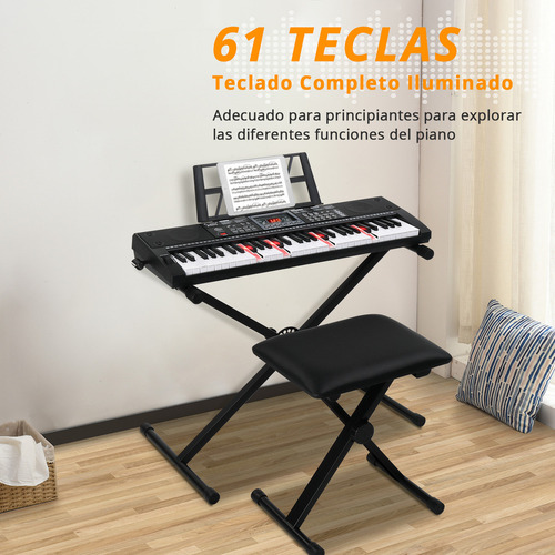 Piano Teclado Musical Para Principiantes 61 Teclas Con Atril