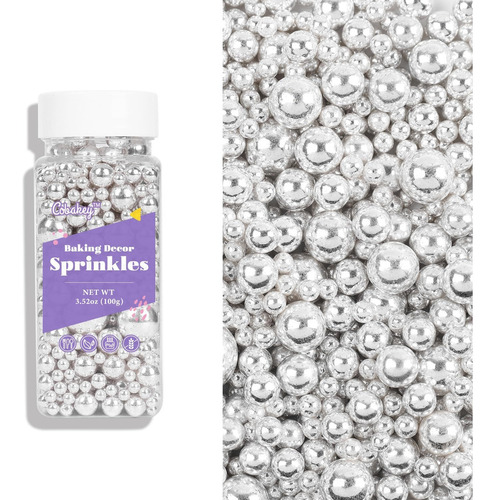 Sprinkles Perlas Plata Mix 2.5,4,7,10 Y 14mm Frasco 100grs