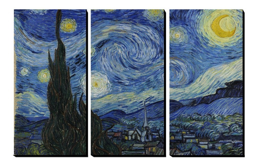 Triptico Noche Estrellada Van Gogh 150 Cm X 100 Cm