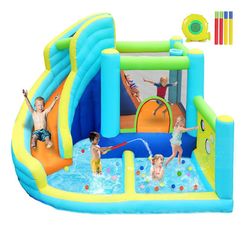 Fbsport - Castillo Inflable Con Tobogán Acuático, Bola De.