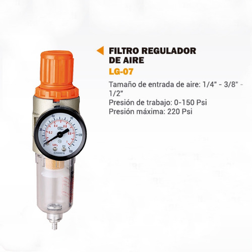 Imagen 3 de 10 de Filtro Regulador De Aire 3/4 Pulgada Con Manometro Lusqtoff