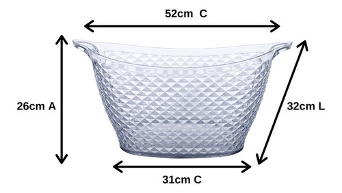 Champanheira Balde De Gelo Acrílico Transparente 18 Litros