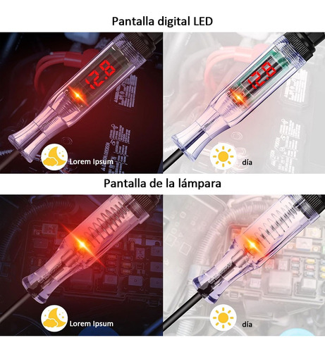 2pcs Probador De Corriente Automotriz Bolígrafo 6v-12v-24v