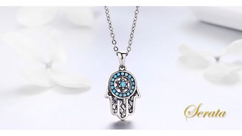 Collar Mujer Plata S925 Mano De Fátima Zirconia Serata Plata