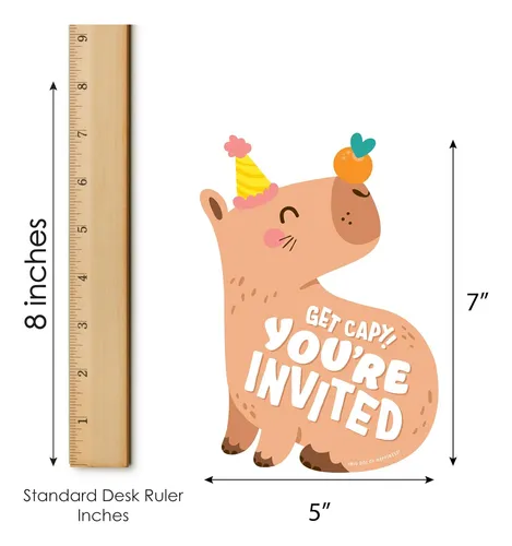 Invitaciones De Cumpleaños Capybara - Set De 12 Con Sobres