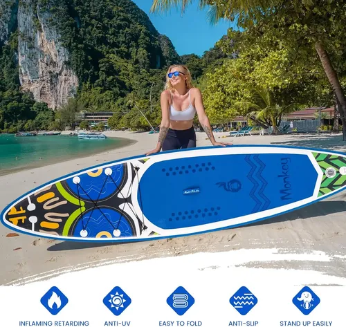 Prancha De Paddle Inflável Feath-r-lite Stand Up Blue Monkey