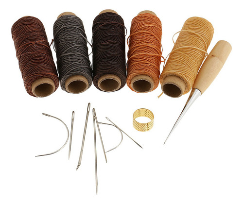 14 Piezas / Set Hilo Encerado De Cuero Hilo De Coser Agujas