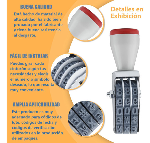 Sello Fechador Numérico De 3 Dígitos Ajustable, Sellos Goma