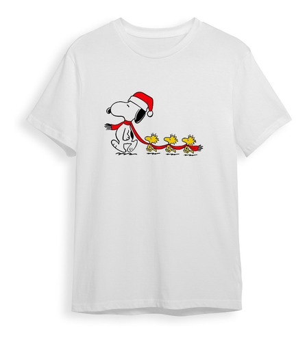 Playera Navidad Peanuts Snoopy Gorro Bufanda 3 Woodstock